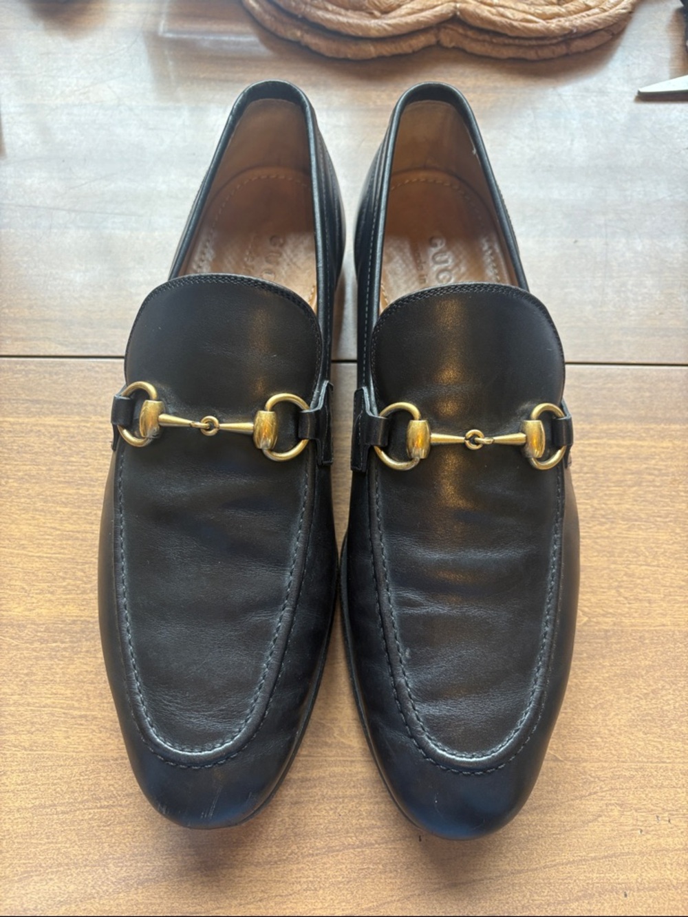 Gucci Black Leather Horsebit Loafers